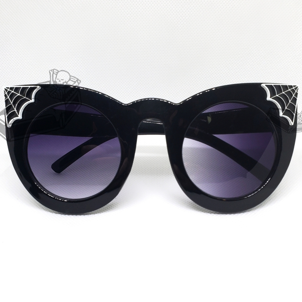 OOAK Spiderwebs Exaggerated Cat Eye Glasses Handmade Goth